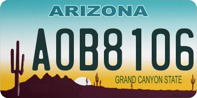 AZ license plate AOB8106