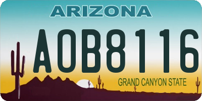 AZ license plate AOB8116