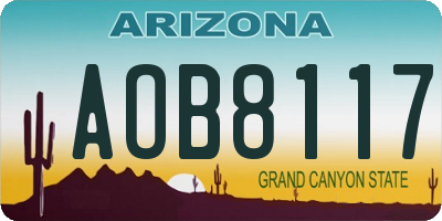 AZ license plate AOB8117