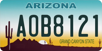 AZ license plate AOB8121