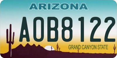 AZ license plate AOB8122