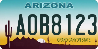 AZ license plate AOB8123