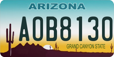 AZ license plate AOB8130
