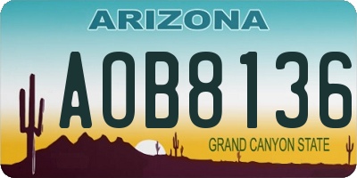 AZ license plate AOB8136