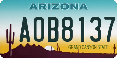 AZ license plate AOB8137