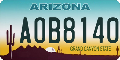 AZ license plate AOB8140