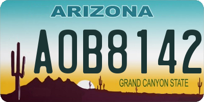 AZ license plate AOB8142