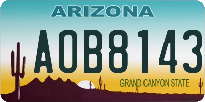 AZ license plate AOB8143