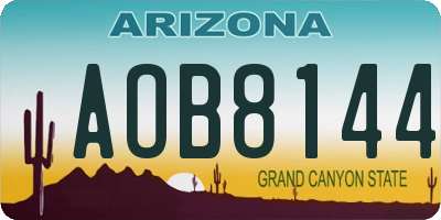 AZ license plate AOB8144