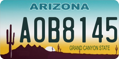 AZ license plate AOB8145