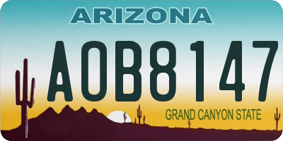 AZ license plate AOB8147