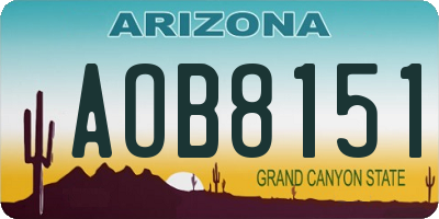 AZ license plate AOB8151