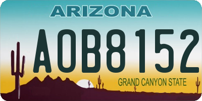 AZ license plate AOB8152