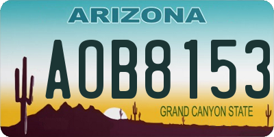 AZ license plate AOB8153