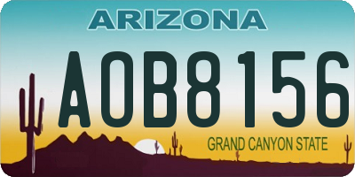 AZ license plate AOB8156