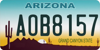 AZ license plate AOB8157