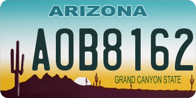 AZ license plate AOB8162