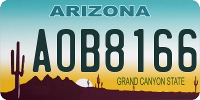 AZ license plate AOB8166
