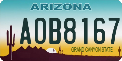 AZ license plate AOB8167