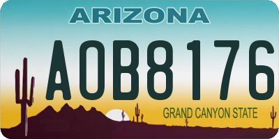 AZ license plate AOB8176