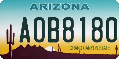 AZ license plate AOB8180