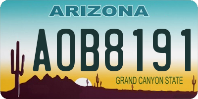 AZ license plate AOB8191