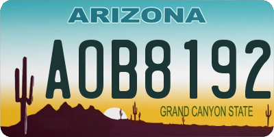 AZ license plate AOB8192