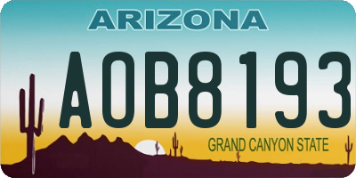 AZ license plate AOB8193