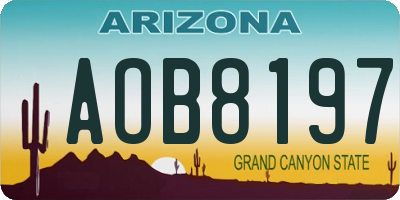 AZ license plate AOB8197