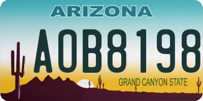 AZ license plate AOB8198