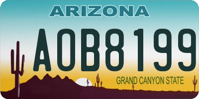 AZ license plate AOB8199