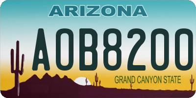 AZ license plate AOB8200