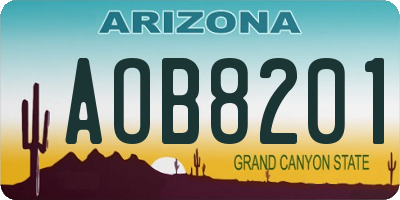 AZ license plate AOB8201