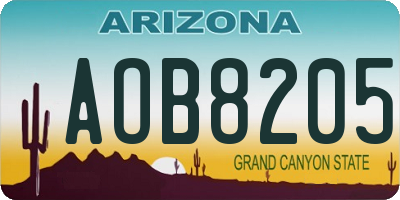 AZ license plate AOB8205