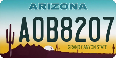 AZ license plate AOB8207