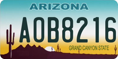 AZ license plate AOB8216