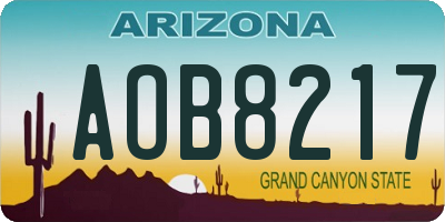 AZ license plate AOB8217