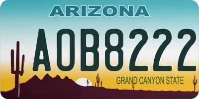 AZ license plate AOB8222