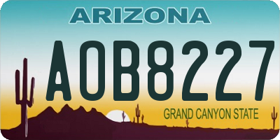 AZ license plate AOB8227