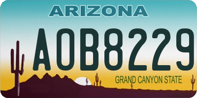 AZ license plate AOB8229