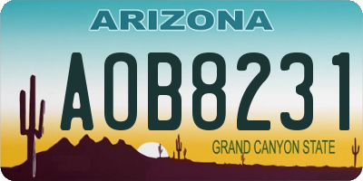 AZ license plate AOB8231