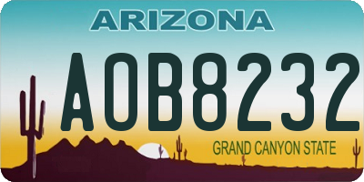 AZ license plate AOB8232