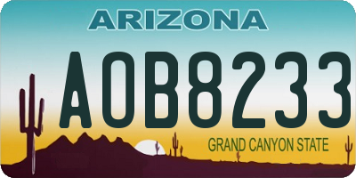 AZ license plate AOB8233