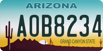 AZ license plate AOB8234