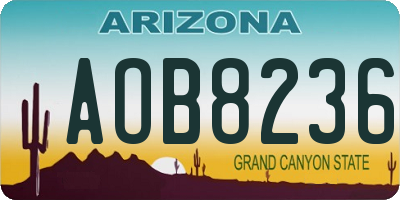 AZ license plate AOB8236