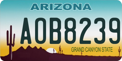 AZ license plate AOB8239