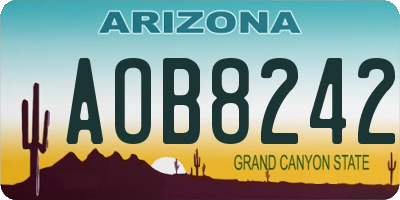 AZ license plate AOB8242