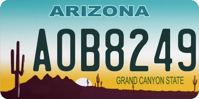 AZ license plate AOB8249