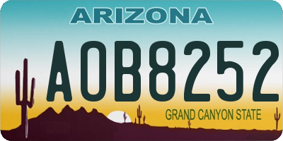AZ license plate AOB8252