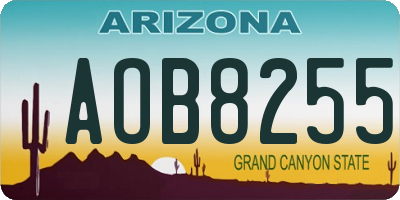 AZ license plate AOB8255